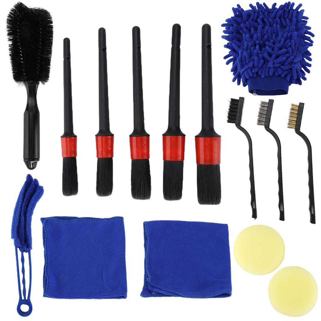 15pcs Detailing Dusting Brushes Kit Scrub Cleaning Tool for Car Interior Exterior Wheels Dashboard