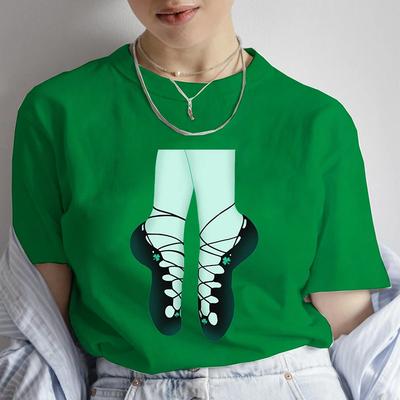 St Patricks Day Irish Soft Dance Shoes Graphic TShirt Unisex Short Sleeve Fashion Tops Female Shirts Tshirts Casual Streetwear