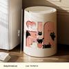 OIMG Pink Wall Cat Round Swing-Lid Trash Can