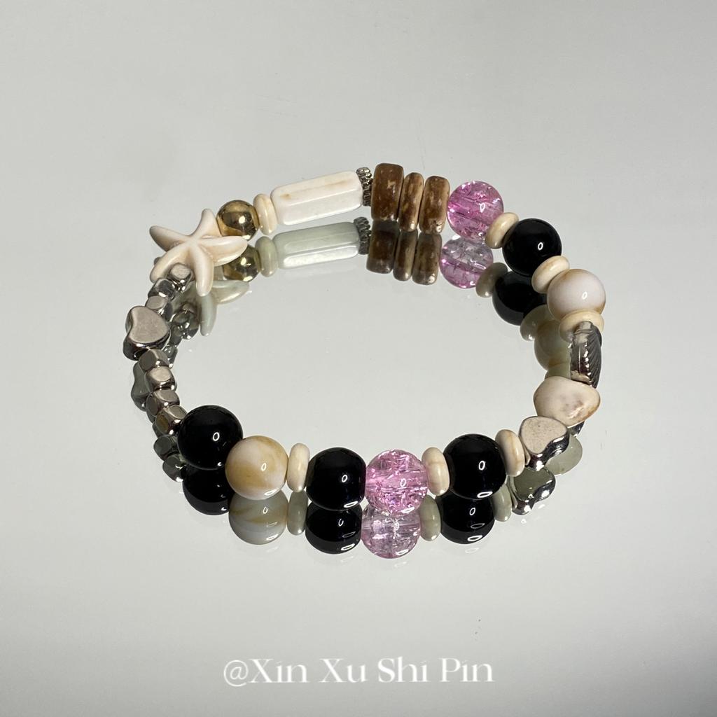 Retro court style fairy tale dream blue crystal bracelet niche design high luxury high-end sense beaded bracelet bracelet