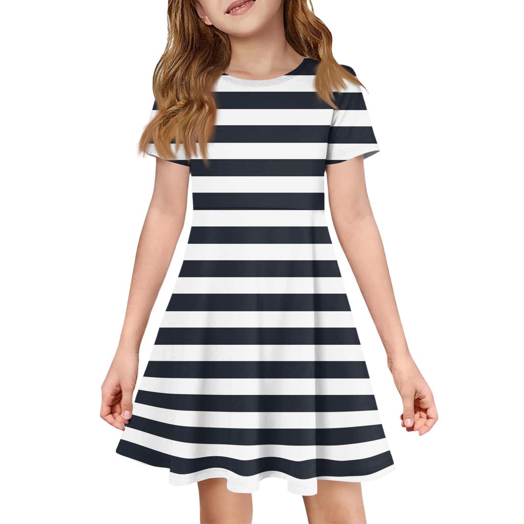 Dziewczęca Sukienka Letnia Kolor & Wzór Krótki Rękaw Z Kieszenią Casualowa Sukienka Krótki Rękaw Sukienka Imprezowa Dzień Wielkanocy