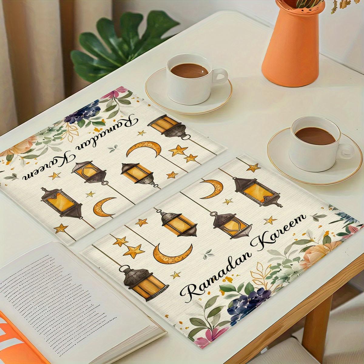 

Рамадан Карим Салфетки под тарелки Дизайн с полумесяцем для празднования Ид аль-Фитр и Декора Домашнего Стола Прямоугольные Скатерти 1pcs