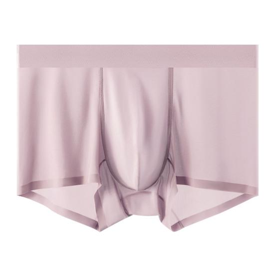 Men Ice Silk Shorts Briefs Mid-rise Elastic Waist Slim Fit Underwear Ultra-thin U-convex Solid Color Panties