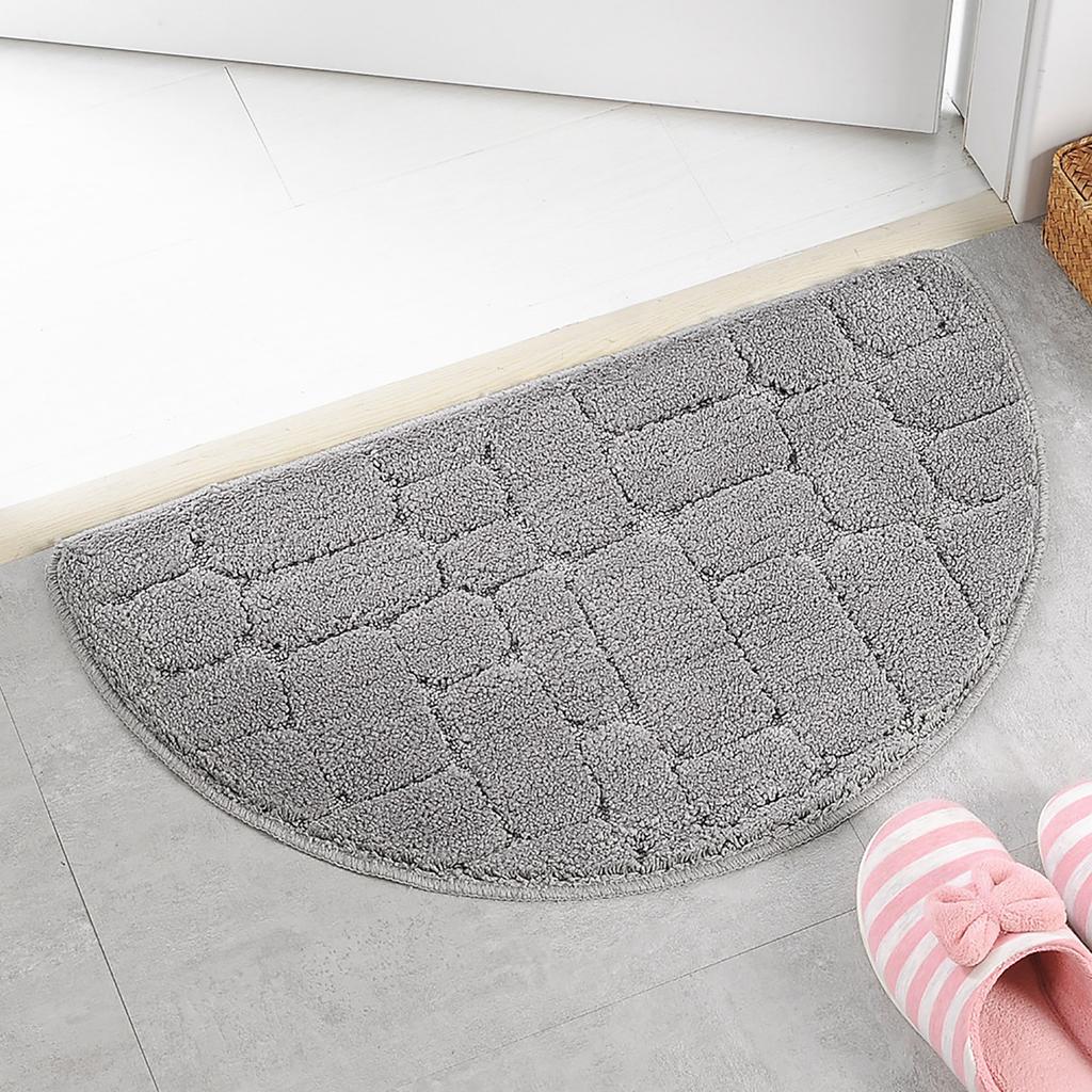 Ultrafine Fiber Absorbent Doormat Comfortable Semi Circle Solid Color Mat