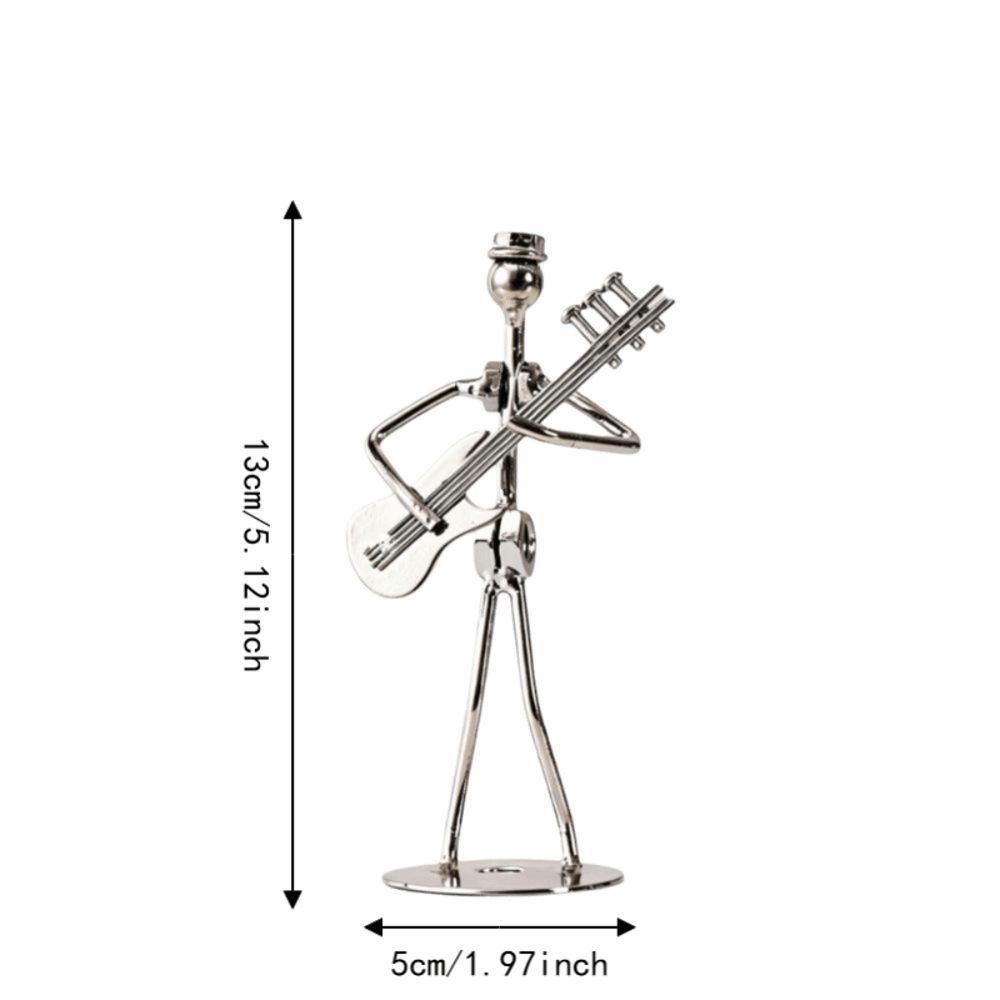 Iron Materia Electric Guitar Player Statue Silver Musician Man Decor For Office Decor