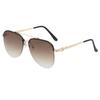 Sunglasses half frame toad model Internet celebrity live broadcast model Large frame sunscreen, small face fashion double beam driving men's and wom