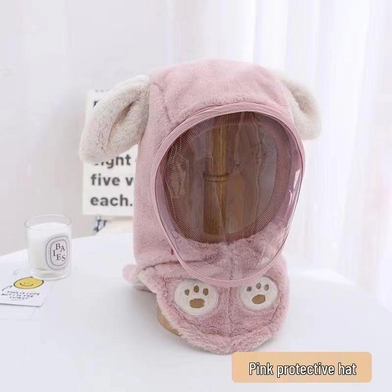 Unisex Winter Windproof Hat and Scarf Set for Kids with Face and Ear Protection