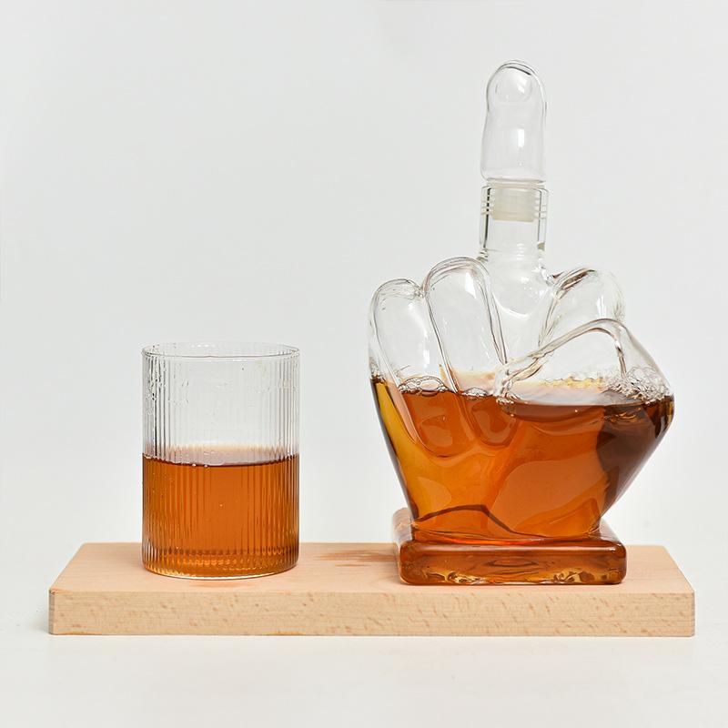 1000mL Middle Finger Decanter Red Wine Whisky Vodka Glass The Wine Bottle Creative Bar Home Kitchen Wine Cabinet Decoration