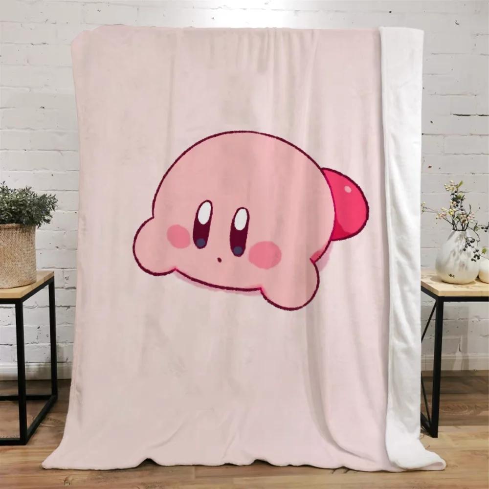 Kawaii Cartoon Kirbys Designer Throw Blanket Fluffy Custom Blankets Characters Home and Decoration Luxury Bedding Knitted Plaid