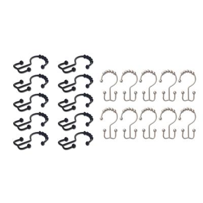Set mit 10 rostbeständigen Duschvorhanghaken Metallringe Doppelt gleitende Rollen für Badezimmervorhänge Aufhängehaken