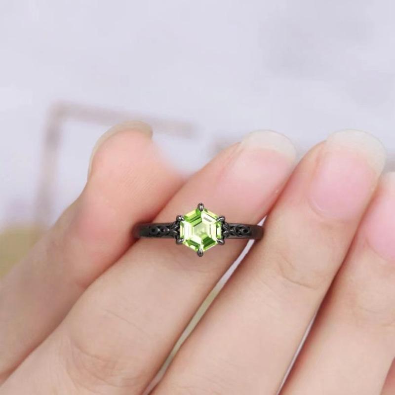 Jianjie 2 Bucăți/set Inele pentru Femei Hexagonale Culoare Verde Zirconiu Încrustat Stil Retro Gotic Cadouri de Petrecere Bijuterii Delicate Tendință