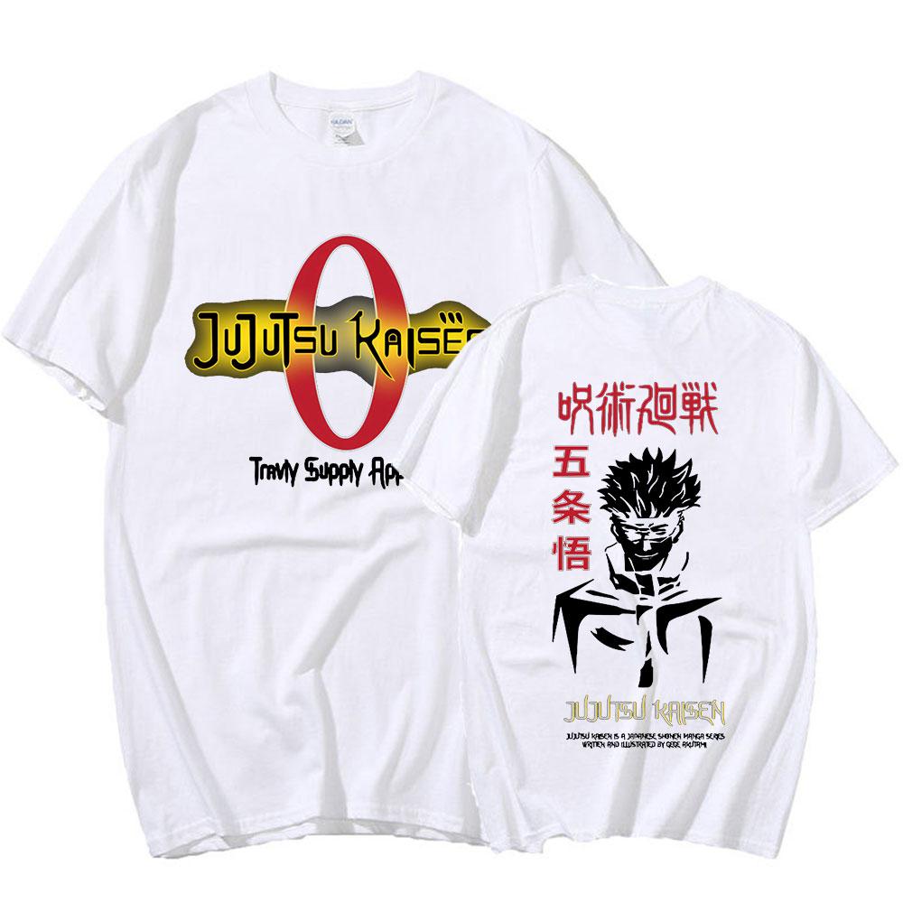 Anime Jujutsu Kaisen Harajuku T Shirt Manga Graphic Gojo Satoru Short Sleeves Cotton Casual Tee Shirts Mens Oversized T-shirt Streetwear Tops