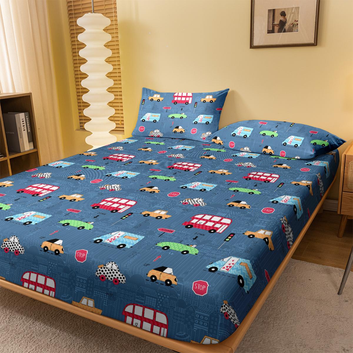 

1 Мультяшная забавная напечатанная матовая простыня на резинке, Напечатанное покрывало для спальни, Постельное белье (Исключая наволочки) 71x132cm