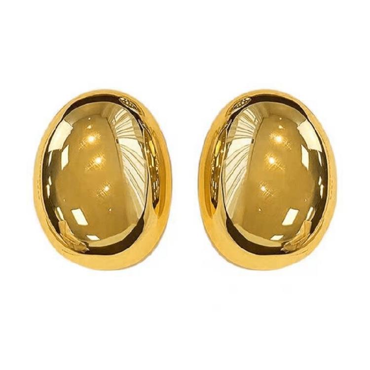 Chic Elliptical Ball Earring Gold/Silver Ear Stud Unisex Statement Ear Adornment