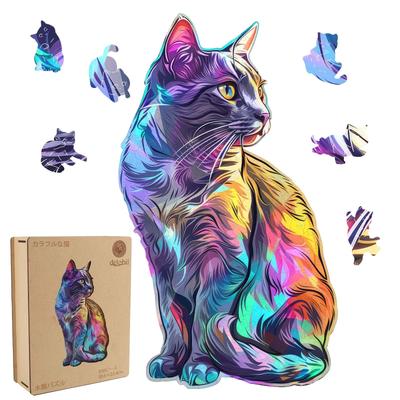 Delobil Ahşap Yapboz 5mm Noel'e Özel Şekilli Mikro İç Mekan Şeffaf Levha İçerir x 200 Parça Puzzle, Kalın, Kedi, Tasarım, Parçalar, Lazer Kesim