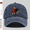 pc pcs Red  Black Rose Trucker Cap for Men  Women  Adjustable Washed Buckle Strap Vintage Washed Baseball Hat Suitable for