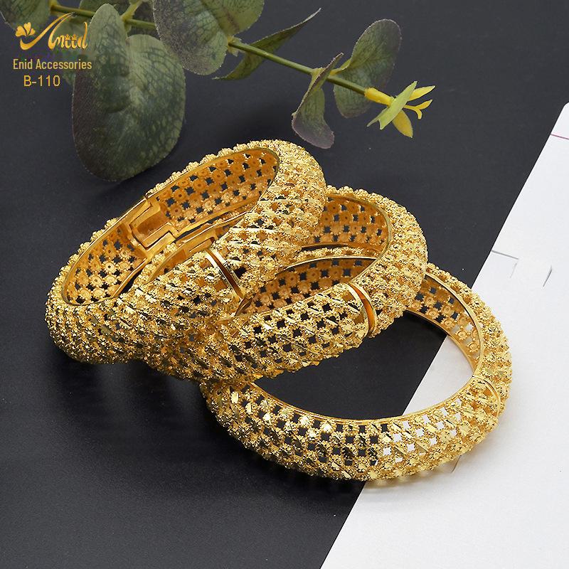 Alloy Spring Indian Gold-Plated Hollow Jewelry Set: Women's Bracelet Ring Bridal Accessories