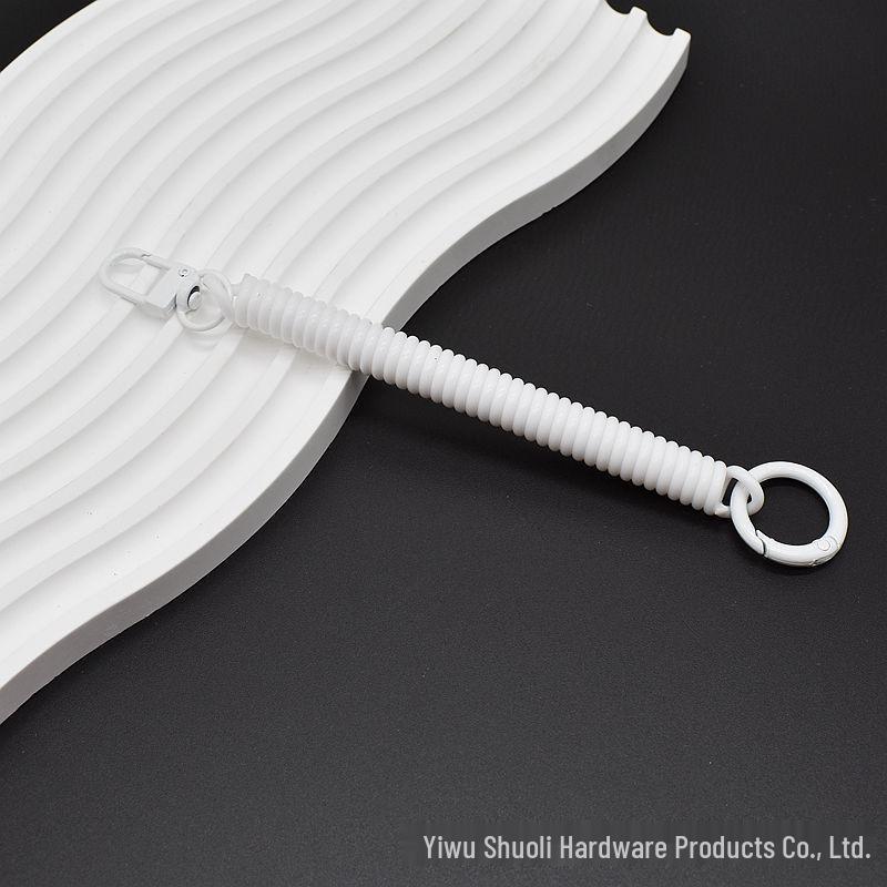 Multicolor Retractable Elastic Cord ID Holder Lanyard with Alloy Ring and Spring Chain