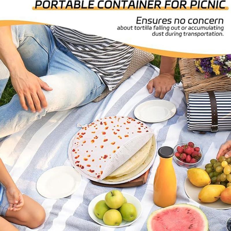 Insulated Tortillas Pouch Microwave Safe Bag For Heating Corn Shells Flatbreads Portable For Mexicans Meals Gatherings