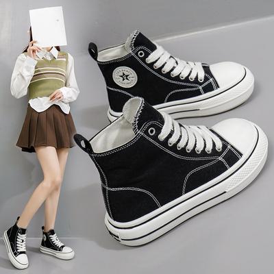 Vară Pantofi noi de pânză Elevii poartă pantofi casual cu platformă, pantofi la modă pentru femei