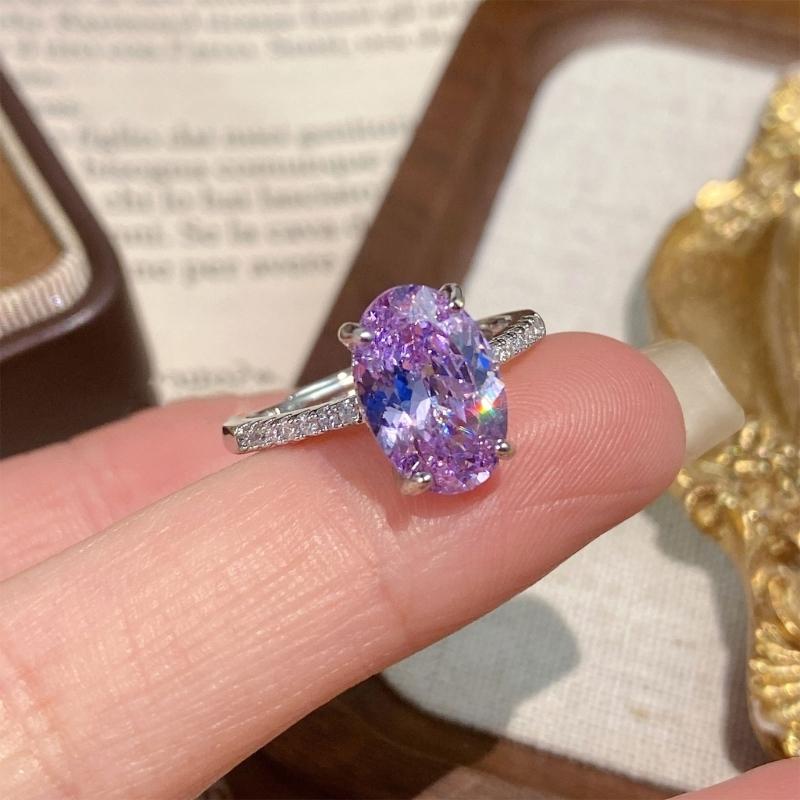 Stylish Adjustable Open Band Oval Zircon Rings For Daily Wear And Special Occasions