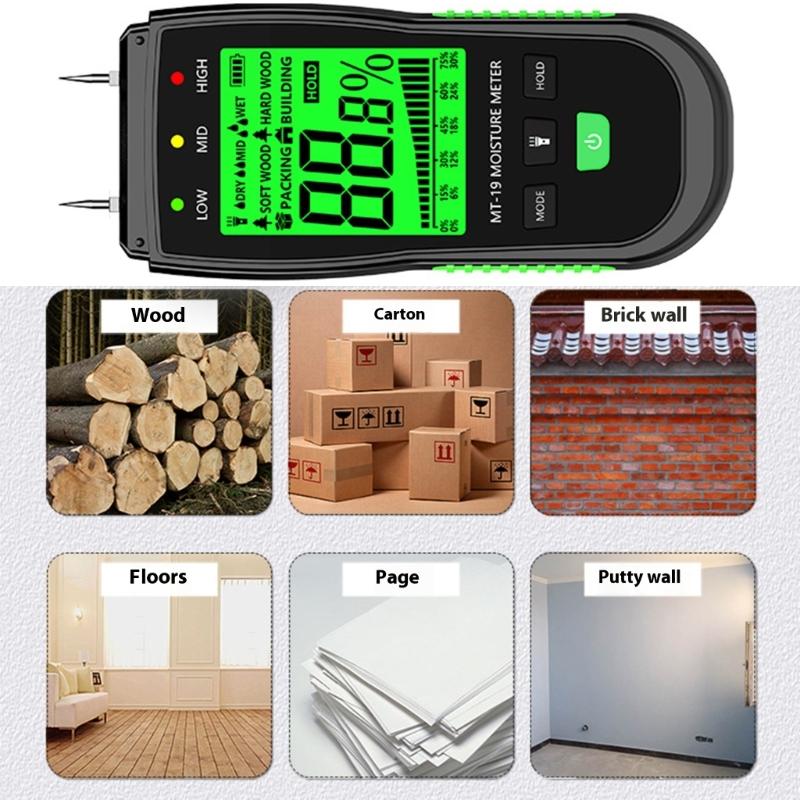 Digital Wood Moisture Meter Humidity Tester Analyzers Measurement Tool For Testing Timber Paperboards Accurate Readings