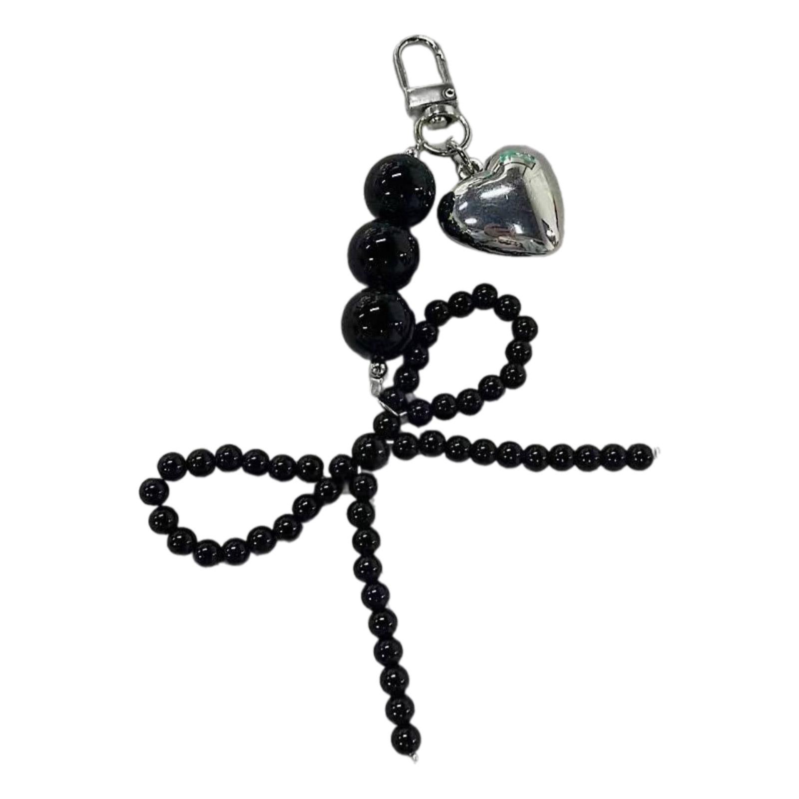 

Нежный кулон для сумки, модные бисерные брелоки, кулон-бантик, милый брелок, кулон, подходящий для сумки, рюкзака чёрный