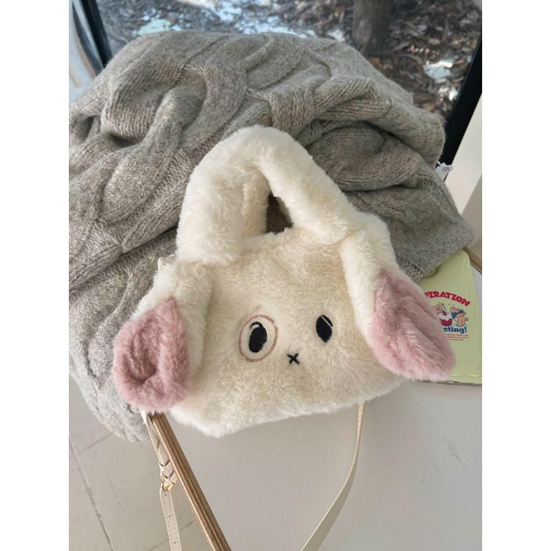 

Сумка-тоут с плюшевым кроликом, милая сумка для девочки на осень и зиму, меховая сумка, сумка через плечо на одно плечо