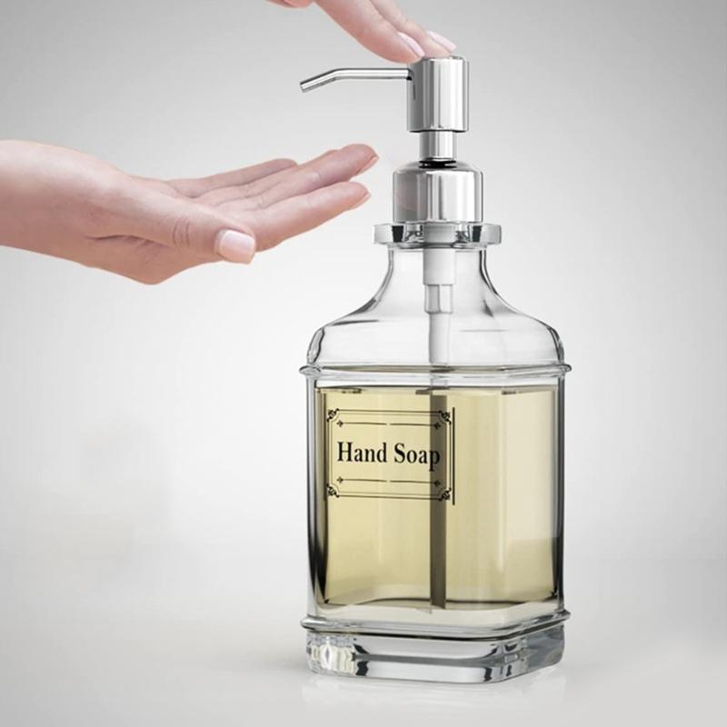 Balení 2 Průhledných Skleněných Dávkovačů Mýdla Lahvičky na Šampon 550ml pro Koupelnu a Kuchyň Cestovní Přenosné Dávkovače