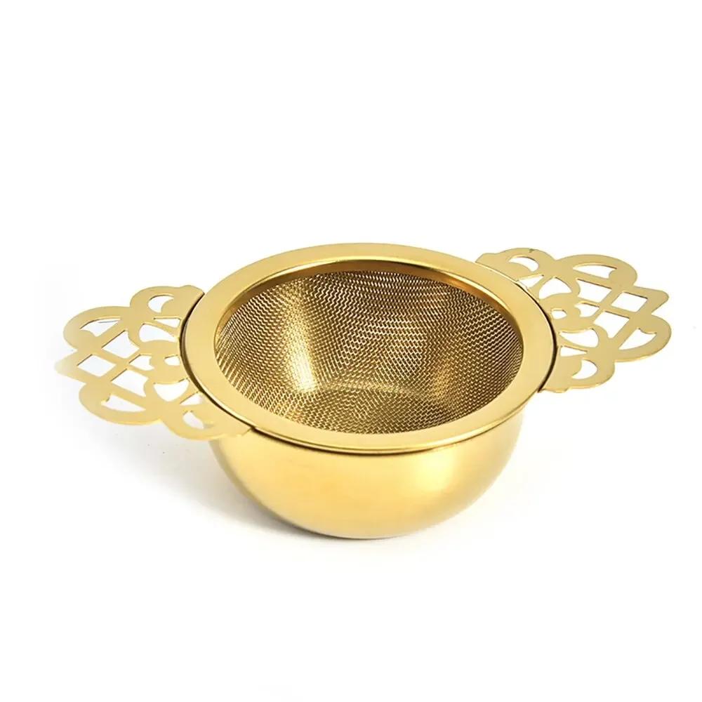 1 colador de té de doble asa de malla fina de acero inoxidable, infusor de especias, filtro, tetera, accesorios de cocina