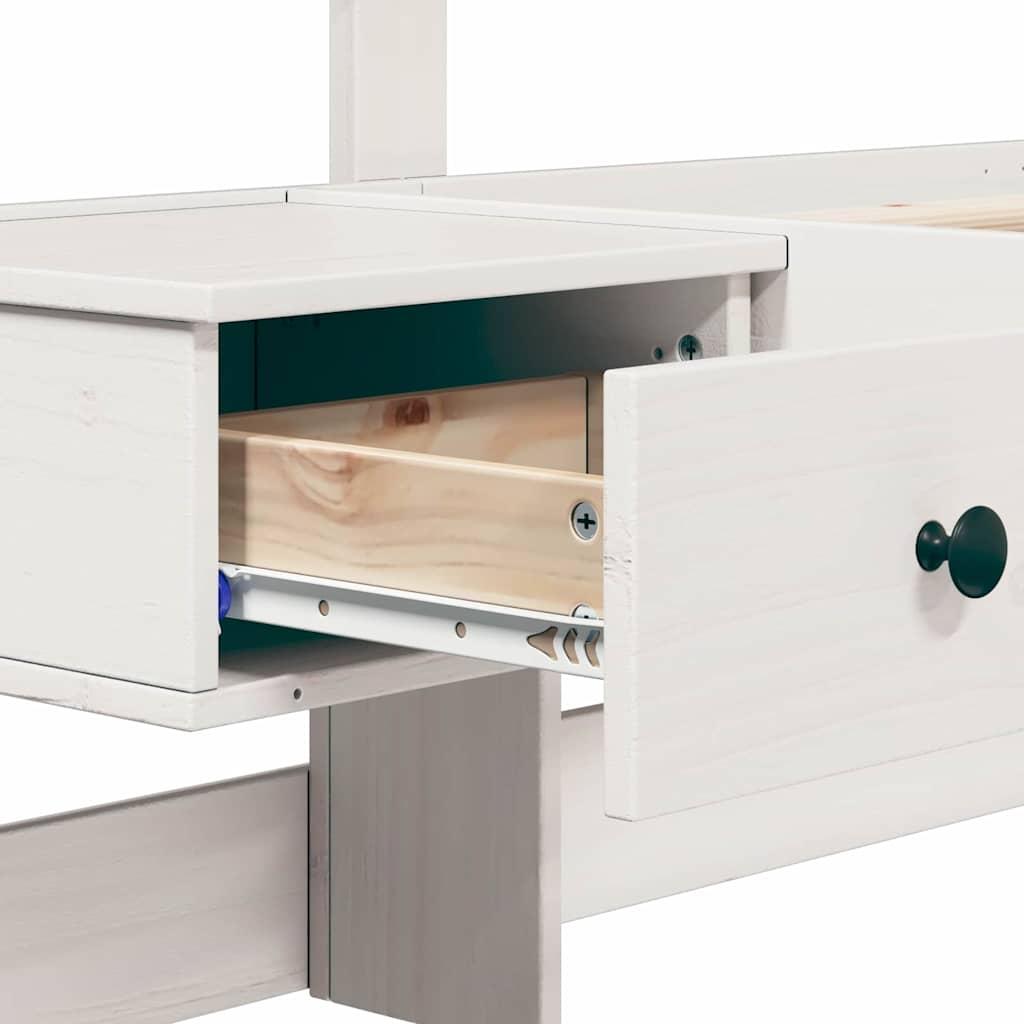 Bed Frame with Headboard White 120 x 190 cm Solid Pine Wood