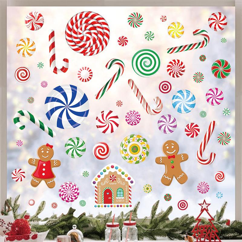 Christmas candy home decoration wall sticker self-adhesive cartoon gingerbread man window sticker refrigerator sticker Christmas decorations