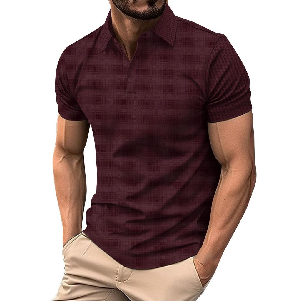 Men's Summer Solid Color Button Short Sleeve Tops Men's Casual Loose Fashion Tops