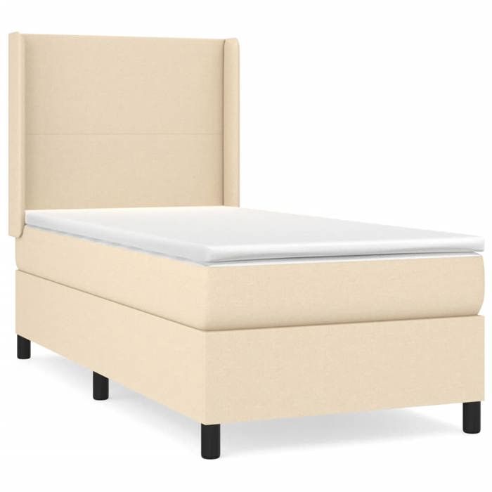 3131230 vidaXL Divan Bed with Mattress Cream 80x200 Cm Fabric