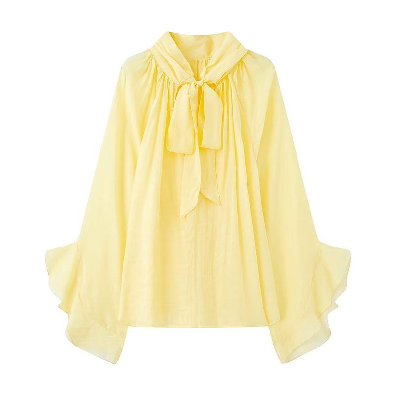 Kaslead New Women Clothes Western Style Fashion Casual Neckline Lace-up Perspective Top 1259011
