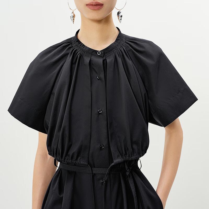LESS 2025 Summer Straight Collar Cotton Dress