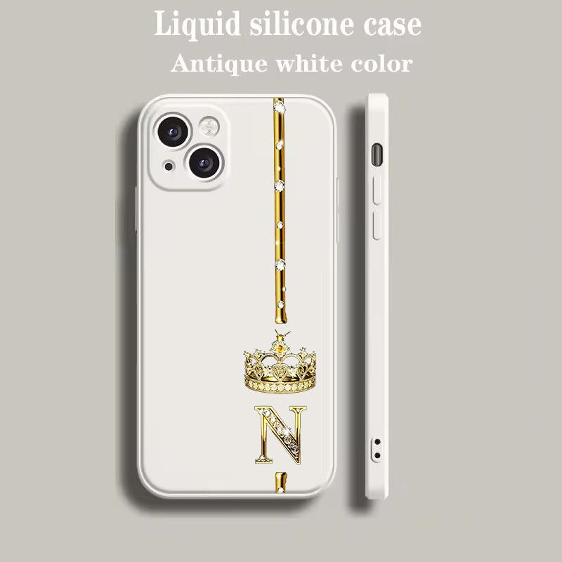 Luxury Color Phone Case For iPhone 18 15 14 13 12 mini 11 Pro Max XS X XR SE 7 8 Plus soft Beige Cover Diamond Crown Letter Letters