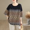 DIMANAF 2026 Plus Size New T-Shirt Women Print Loose Casual Lady Tops Tees Shirts Oversize Summer O-Neck