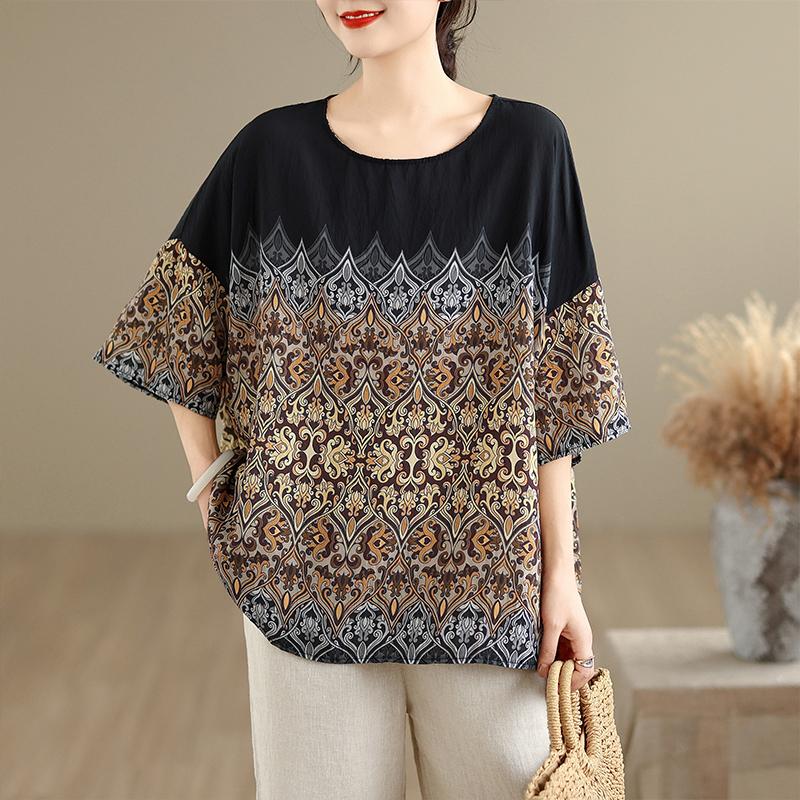 DIMANAF 2026 Plus Size New T-Shirt Women Print Loose Casual Lady Tops Tees Shirts Oversize Summer O-Neck