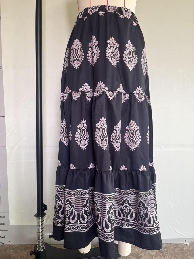 Bohemian Floral High-Waisted A-Line Skirt for Women - Casual Spring/Summer Beachwear