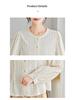 Women's Long Sleeve Embroidered Shirt - New Chinese Style, Apricot Round Neck, 2025 Autumn Collection