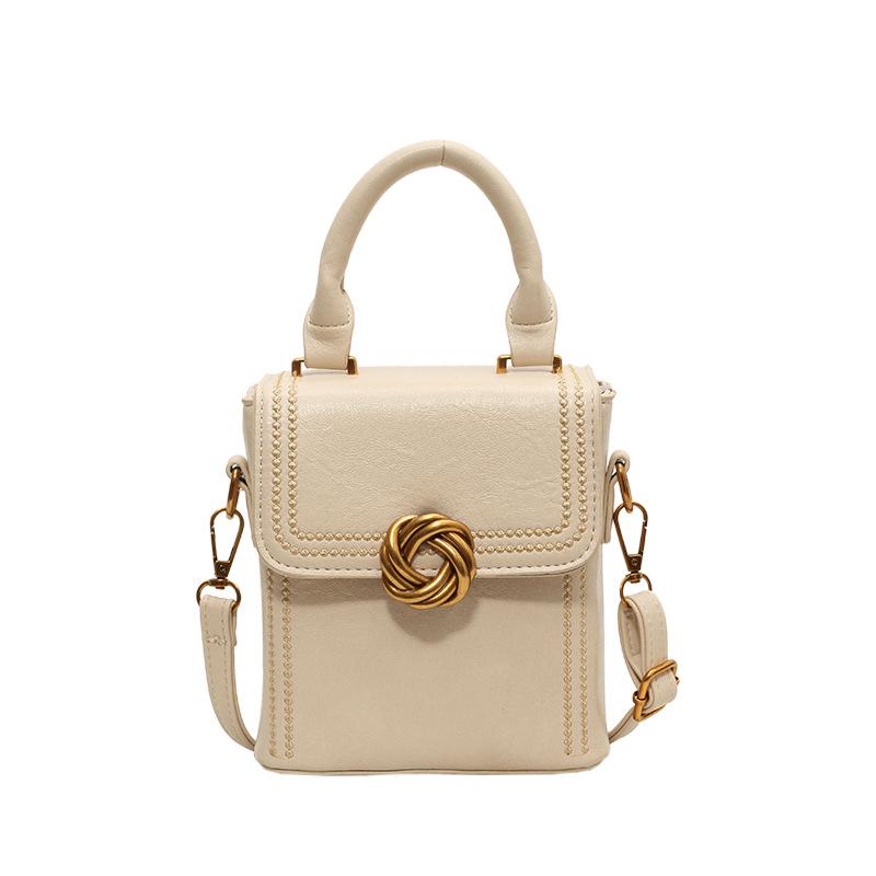 Small Square Box Handbag Women's Retro Niche Versatile Fashion Maillard Color Small Bag Casual Fashion