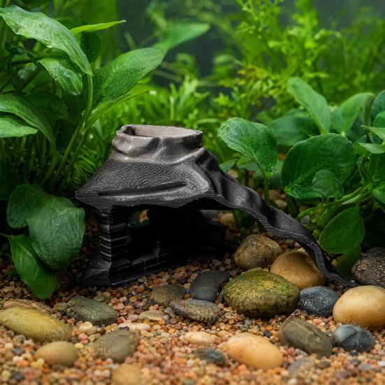 Vintage Temple Aquarium Hideout, 3D Printed Fish Tank Cave Tunnel, Under Gravel Fish Tunnel for Shrimp Corydoras Pleco