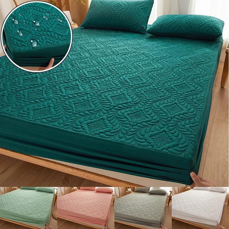 Waterproof Fitted Sheet Quilted Mattress Cover Mattress Protector for Old Child Twin Full Quuen King Size (No Pillowcase)