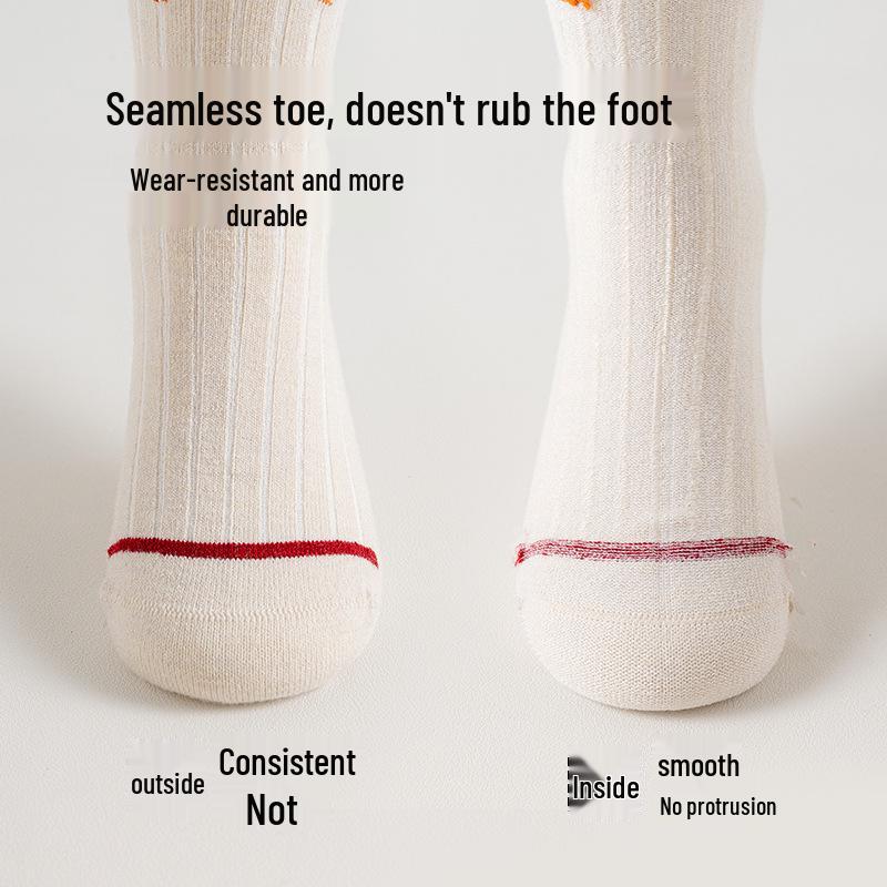 Boys' Cashmere Wool Socks - Dirt-Resistant, Warm, Seamless, Mid-Calf, Thickened for Autumn/Winter Sports and Students