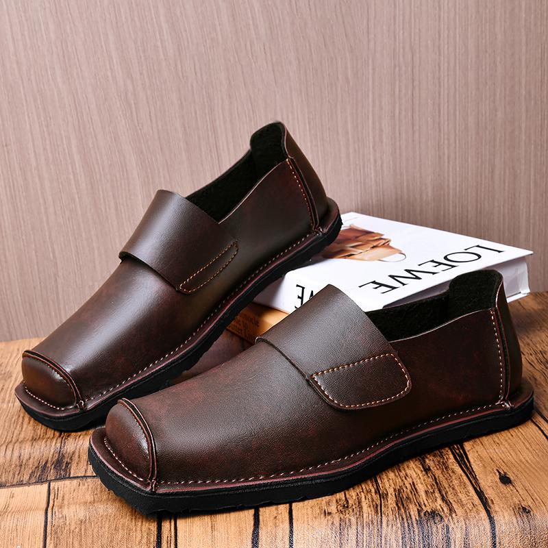 

Мужские формальные кожаные туфли-слипоны модные и простые, подходят для деловой и повседневной носки, со сверхмягкой подошвой, противоскользящие 47 коричневый