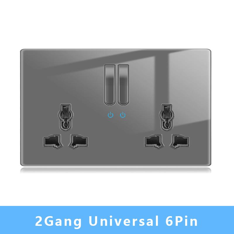 Nástěnný vypínačový panel LED indikátor UK EU FR Univerzální USB Elektrická zásuvka Klavírní klávesy Samoresetovací nástěnné vypínače TV Počítač