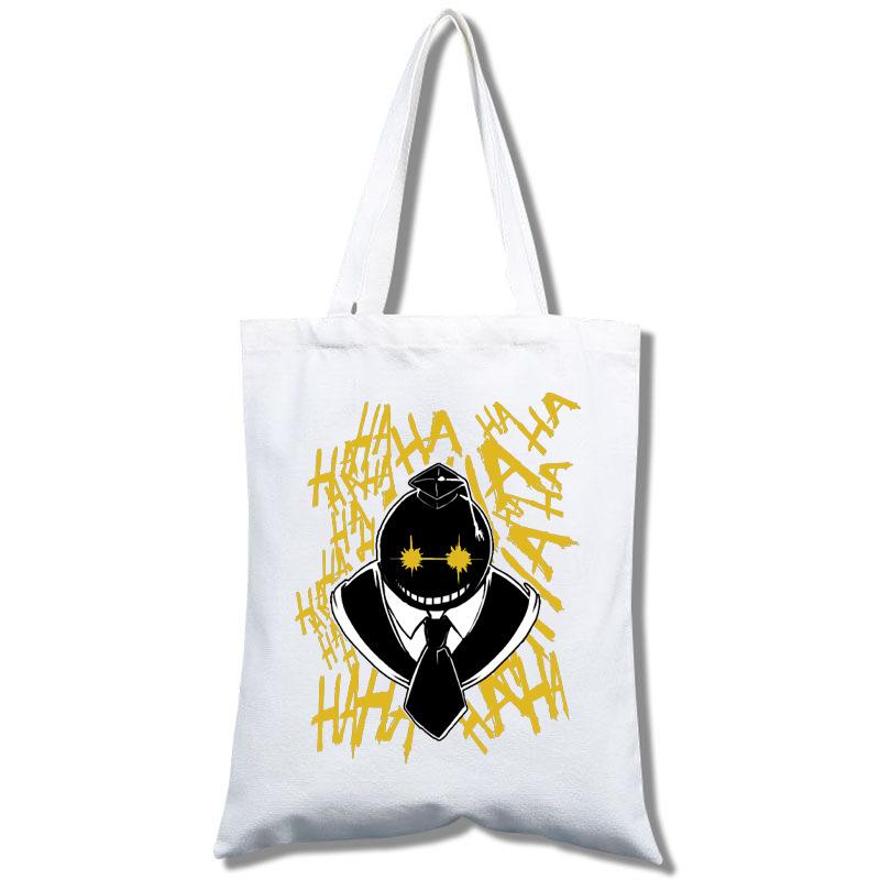 Assassination Classroom, Student Shopping, Mobile Phone, White Canvas Model, Portable Messenger Bag, Canvas Bag. non-zipper style 1