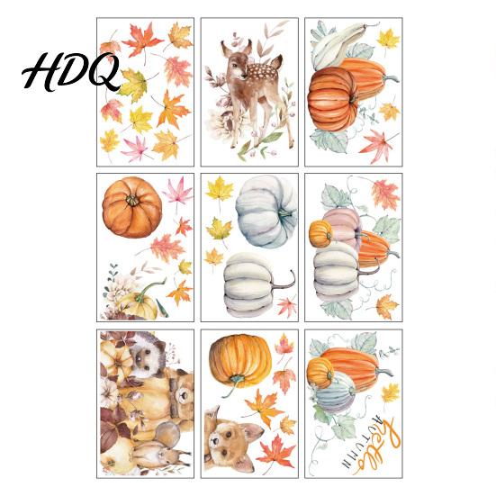 Autumn Scene Layout Supplies 9 Sheets Fall Woodland Animals Window Clings Maple Leaf Pumpkin Soft Forest Animal Stickers Squirrel Fox Rabbit F