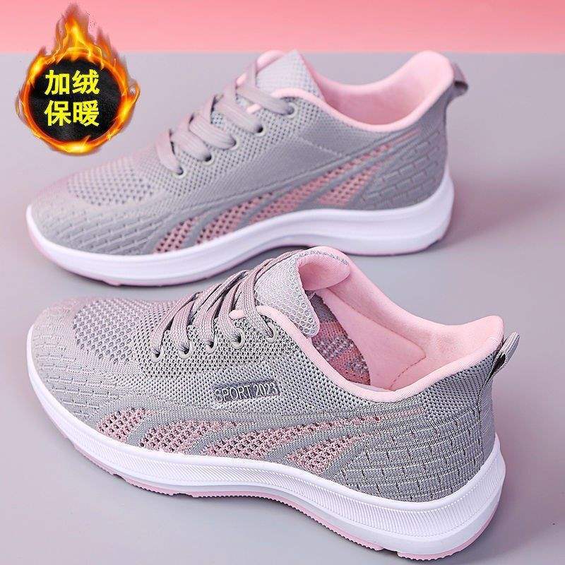 2025 spring new fly-woven mesh sports shoes women's casual non-slip soft-soled mother lightweight travel running shoes
